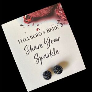 NEW Hillberg & Berk Small Black Sparkle Ball Stud Earrings